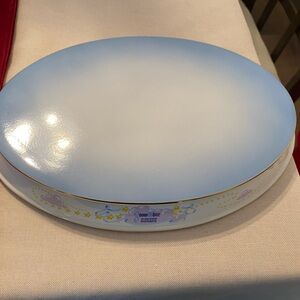 Blue and White Oval Decorative Plate